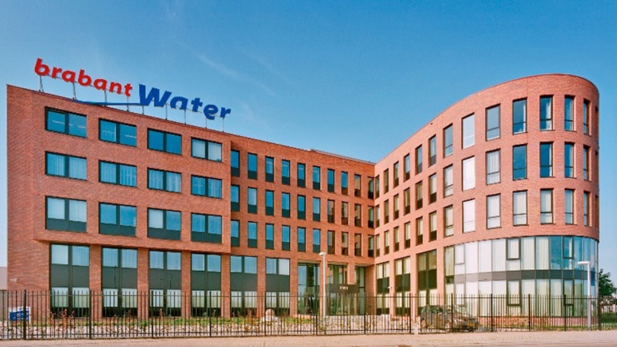 Brabant Water headquarters modern brick building under clear sky